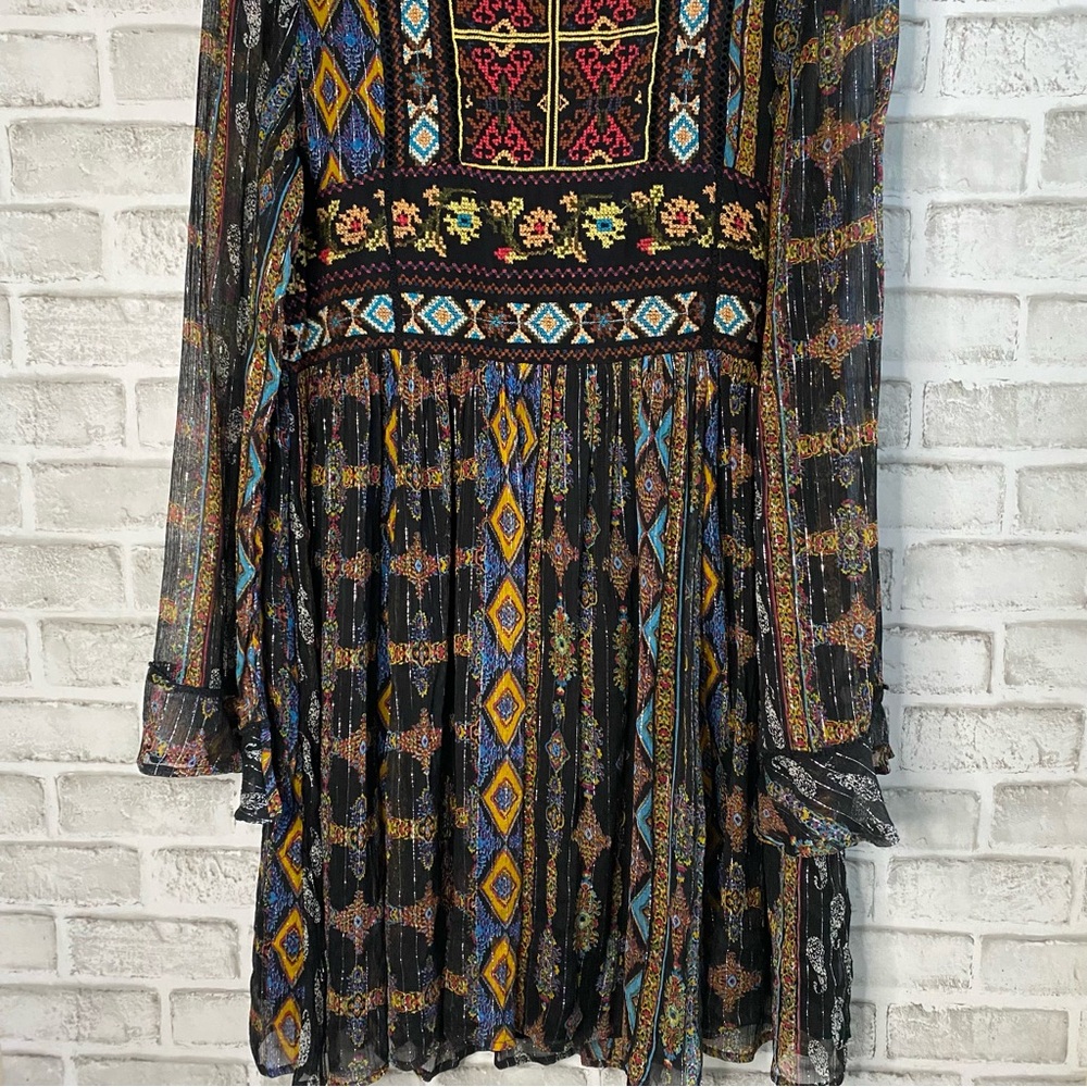 Bohemian Embroidered Mini Dress - Black Multi - Picture 9 of 11